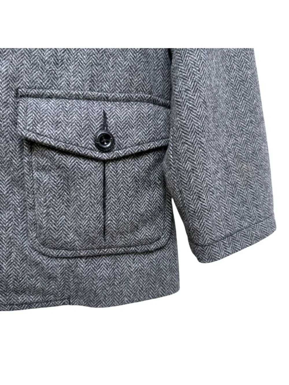GAP Boys Herringbone Blazer Gray Tweed Small Size 6-7 Wool Blend Jacket Preppy